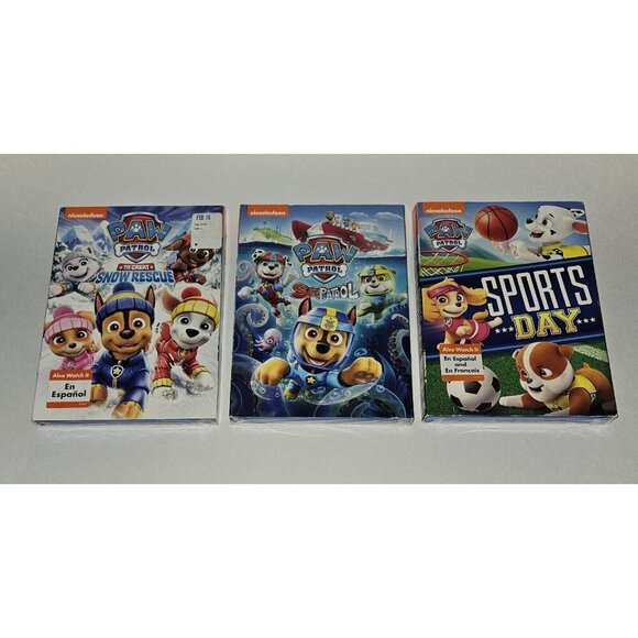 Other - 3 Paw Patrol SEALED DVDs Lot Sports Day Sea Patrol Great Snow Rescue NEW